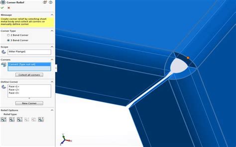 sheet metal corner relief size|solidworks sheet metal corner relief.